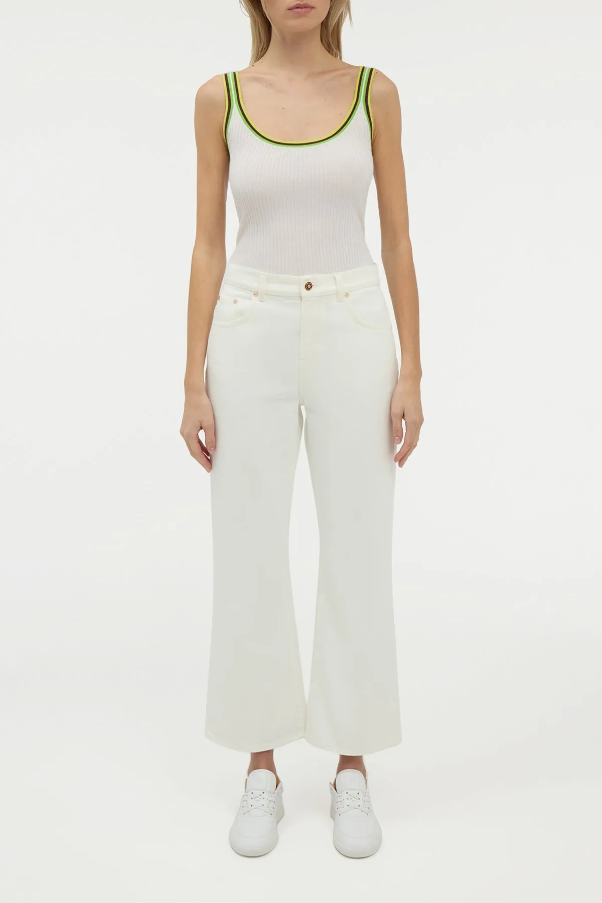 Ezra Bootcut Cropped Jean in White Recycled Cotton Denim sold by Gabriela Hearst product image thumbnail 2