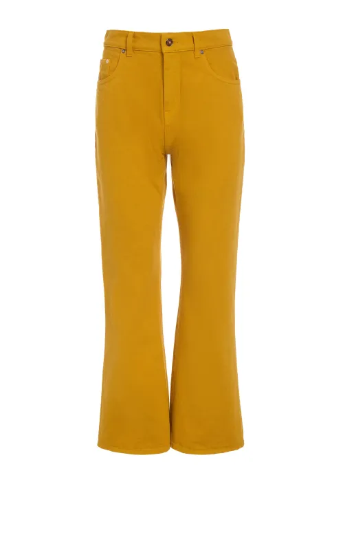 Ezra Bootcut Cropped Jean in Golden Birch Recycled Cotton Denim sold by Gabriela Hearst