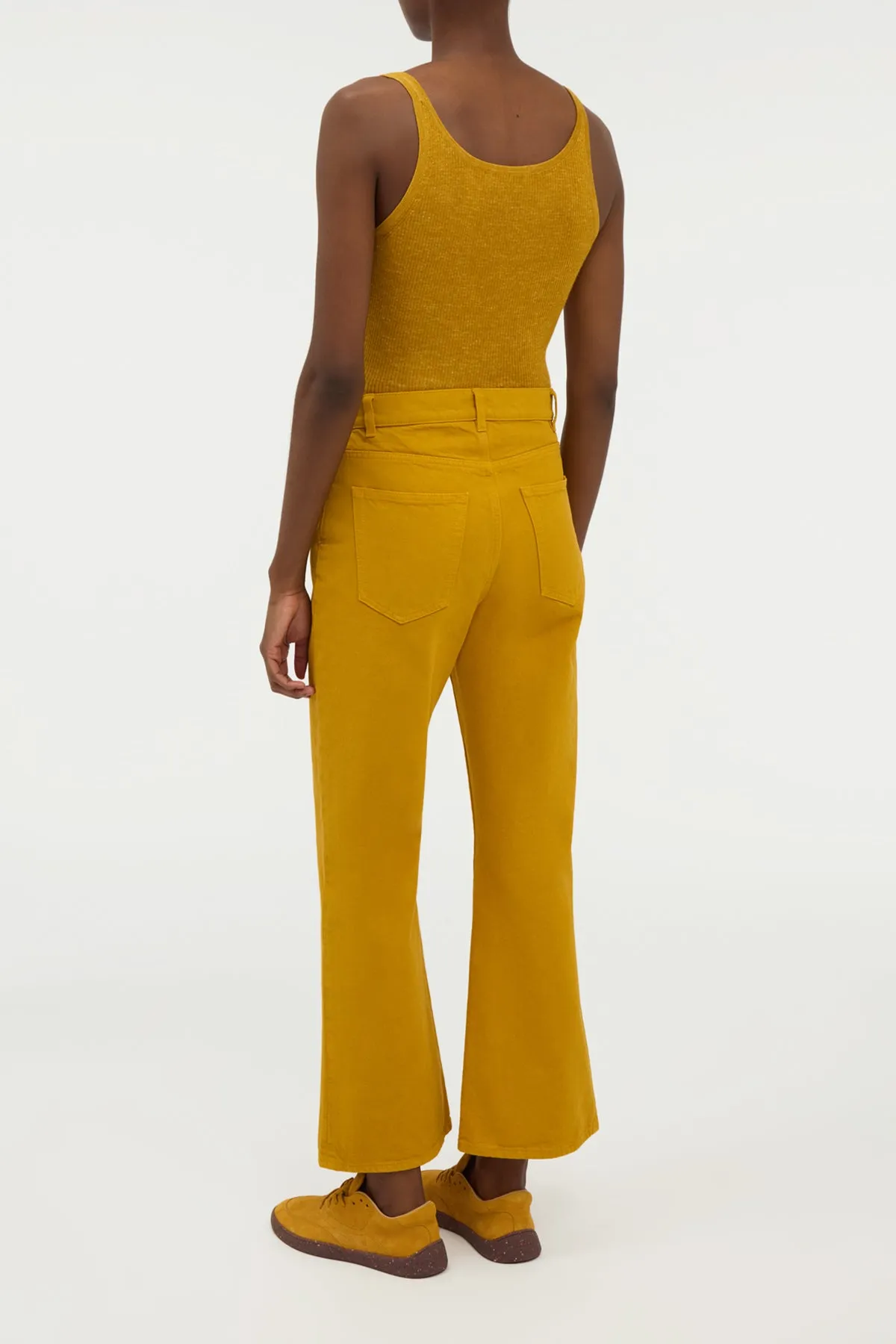 Ezra Bootcut Cropped Jean in Golden Birch Recycled Cotton Denim sold by Gabriela Hearst product image thumbnail 4