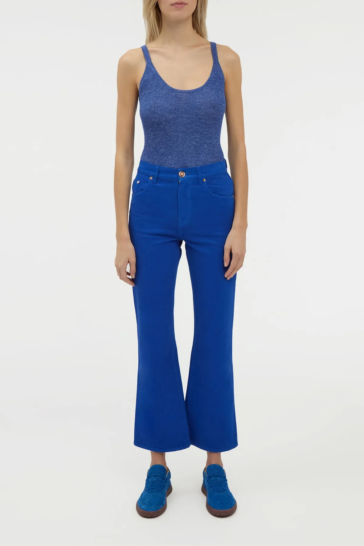Ezra Bootcut Cropped Jean in Cobalt Recycled Cotton Denim sold by Gabriela Hearst product image thumbnail 3
