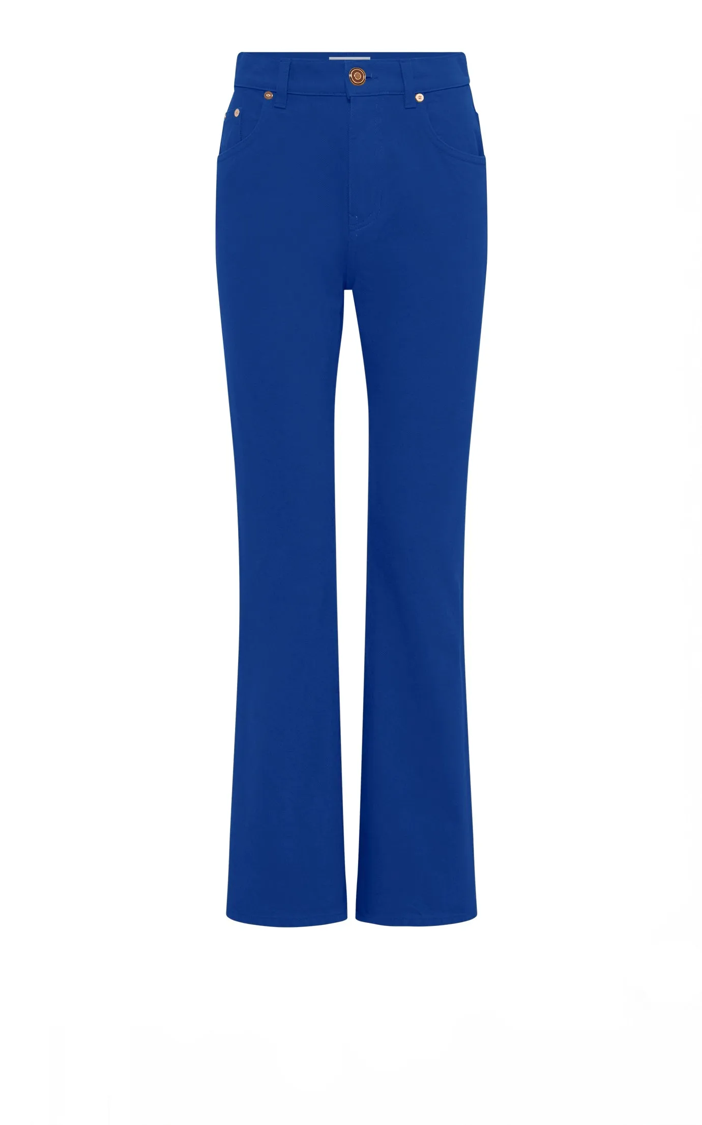 Ezra Bootcut Cropped Jean in Cobalt Recycled Cotton Denim sold by Gabriela Hearst