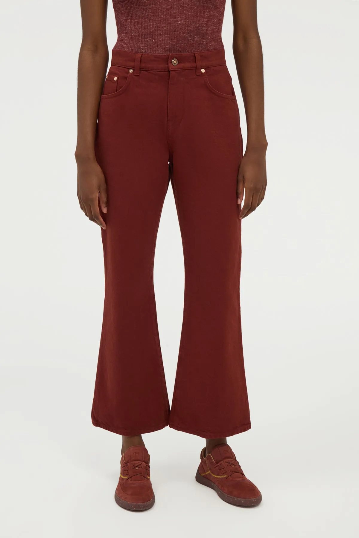 Ezra Bootcut Cropped Jean in Burnt Sienna Recycled Cotton Denim sold by Gabriela Hearst product image thumbnail 5