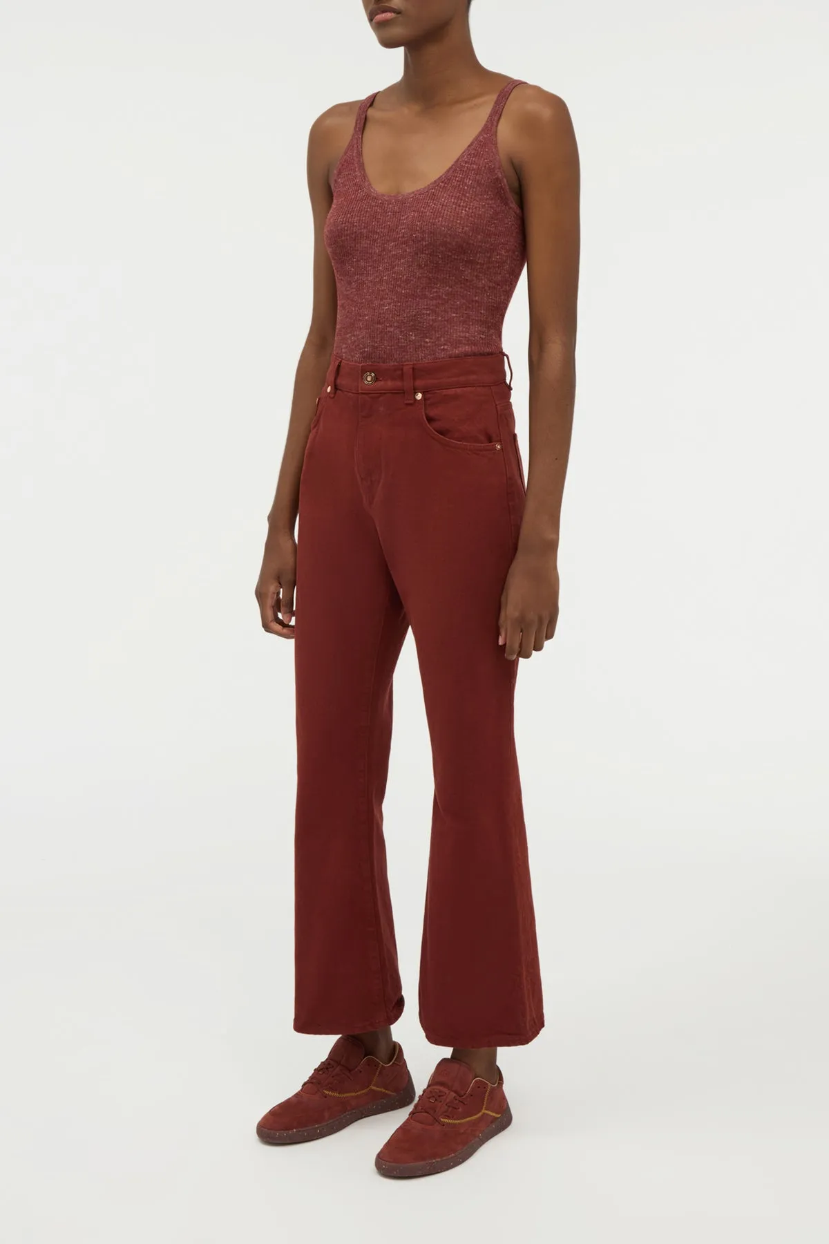 Ezra Bootcut Cropped Jean in Burnt Sienna Recycled Cotton Denim sold by Gabriela Hearst product image thumbnail 3