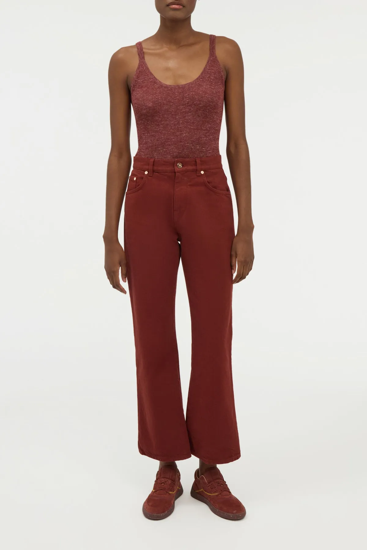 Ezra Bootcut Cropped Jean in Burnt Sienna Recycled Cotton Denim sold by Gabriela Hearst product image thumbnail 2