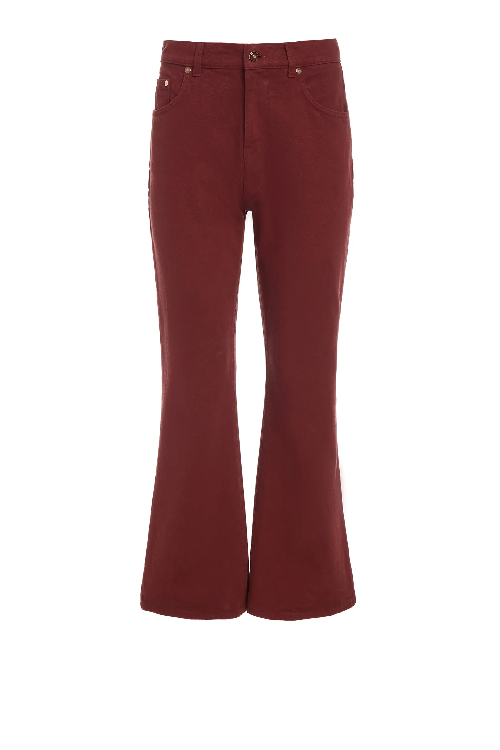 Ezra Bootcut Cropped Jean in Burnt Sienna Recycled Cotton Denim sold by Gabriela Hearst