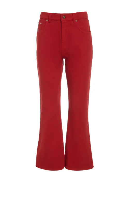 Ezra Bootcut Cropped Jean in Antelope Orange Recycled Cotton Denim sold by Gabriela Hearst