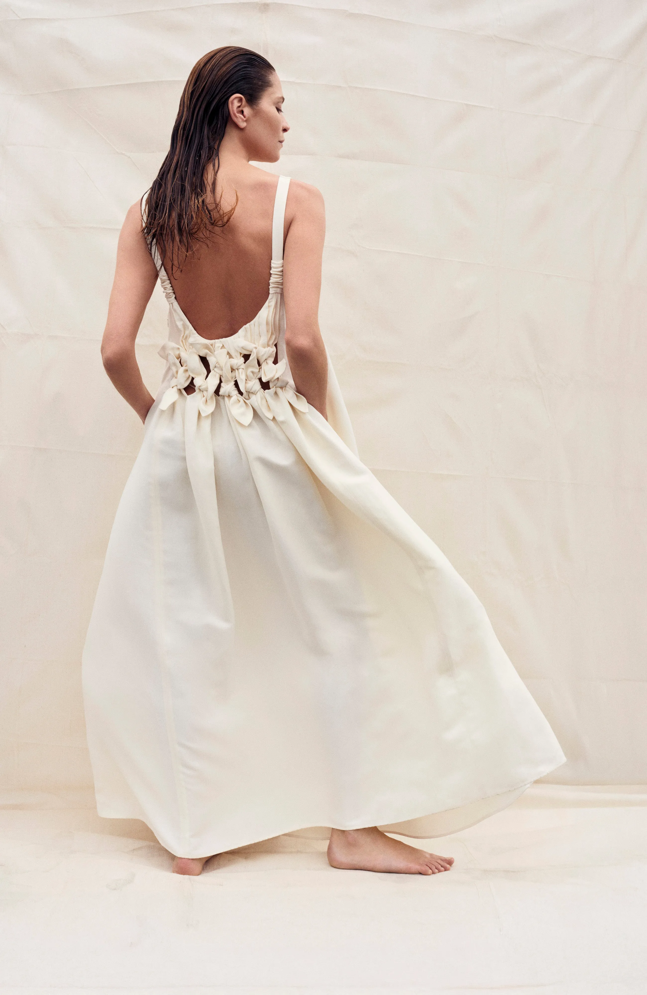 Aras Maxi Dress in Ivory Linen Silk sold by Gabriela Hearst product image thumbnail 2