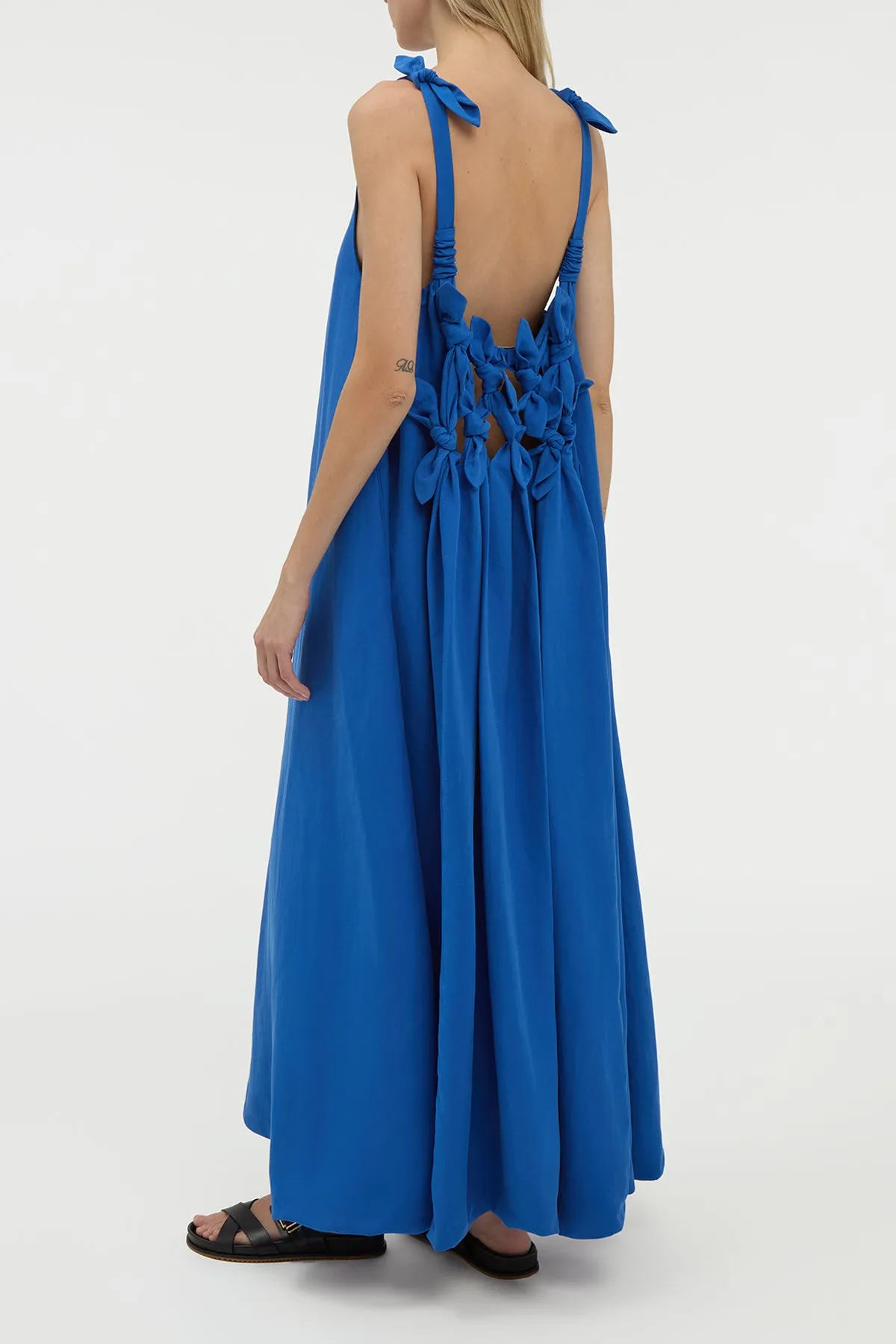 Aras Maxi Dress in Cobalt Linen Silk sold by Gabriela Hearst product image thumbnail 4