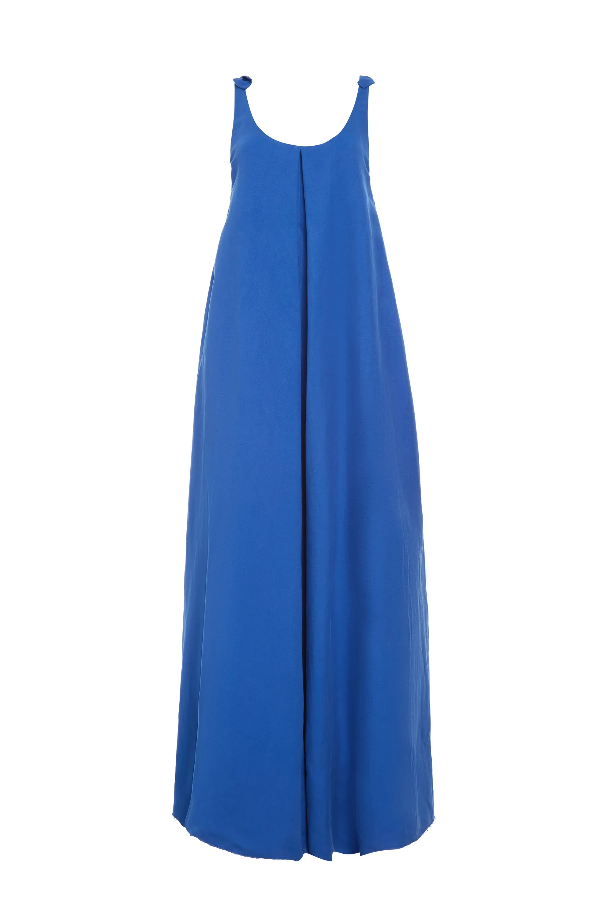 Aras Maxi Dress in Cobalt Linen Silk sold by Gabriela Hearst
