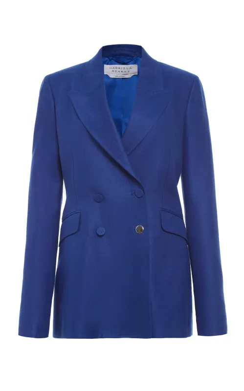 Angela Blazer in Cobalt Linen Twill sold by Gabriela Hearst