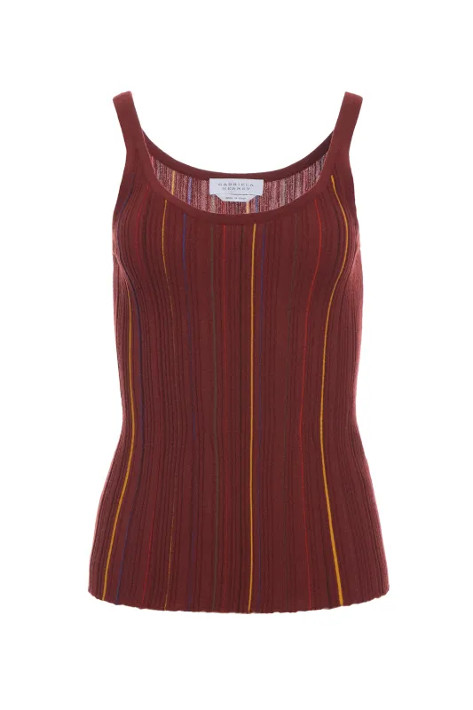 Yara Pinstripe Knit Tank Top in Burnt Sienna Merino Wool sold by Gabriela Hearst