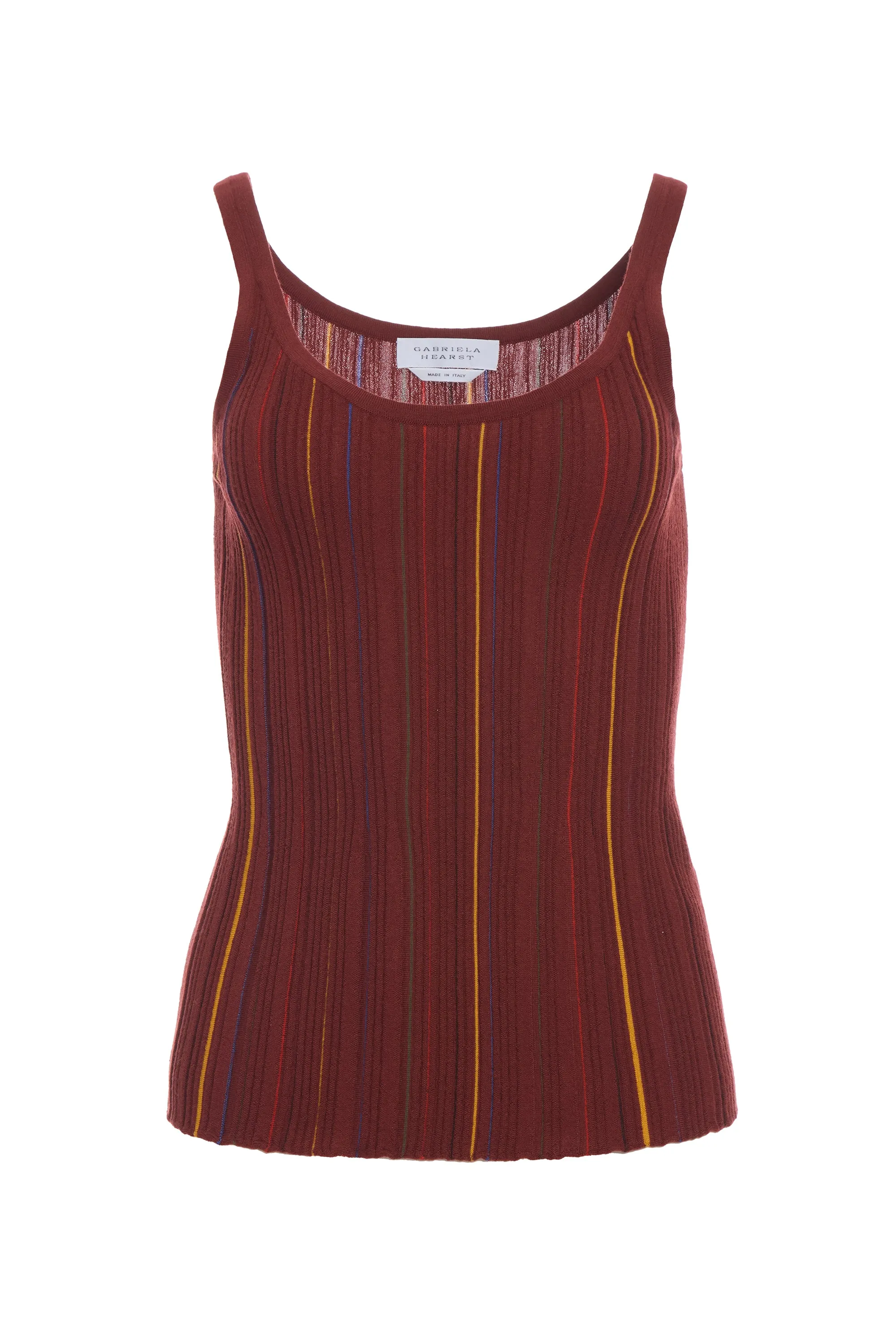 Yara Pinstripe Knit Tank Top in Burnt Sienna Merino Wool sold by Gabriela Hearst