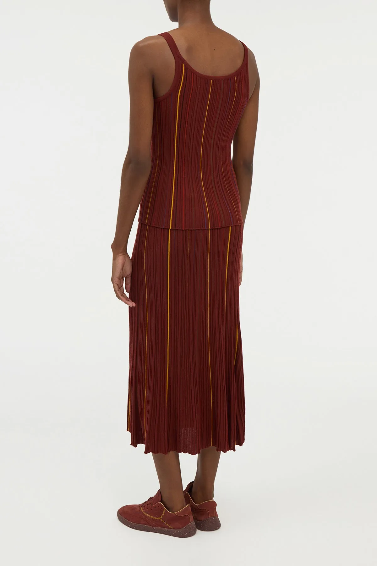Yara Pinstripe Knit Tank Top in Burnt Sienna Merino Wool sold by Gabriela Hearst product image thumbnail 4