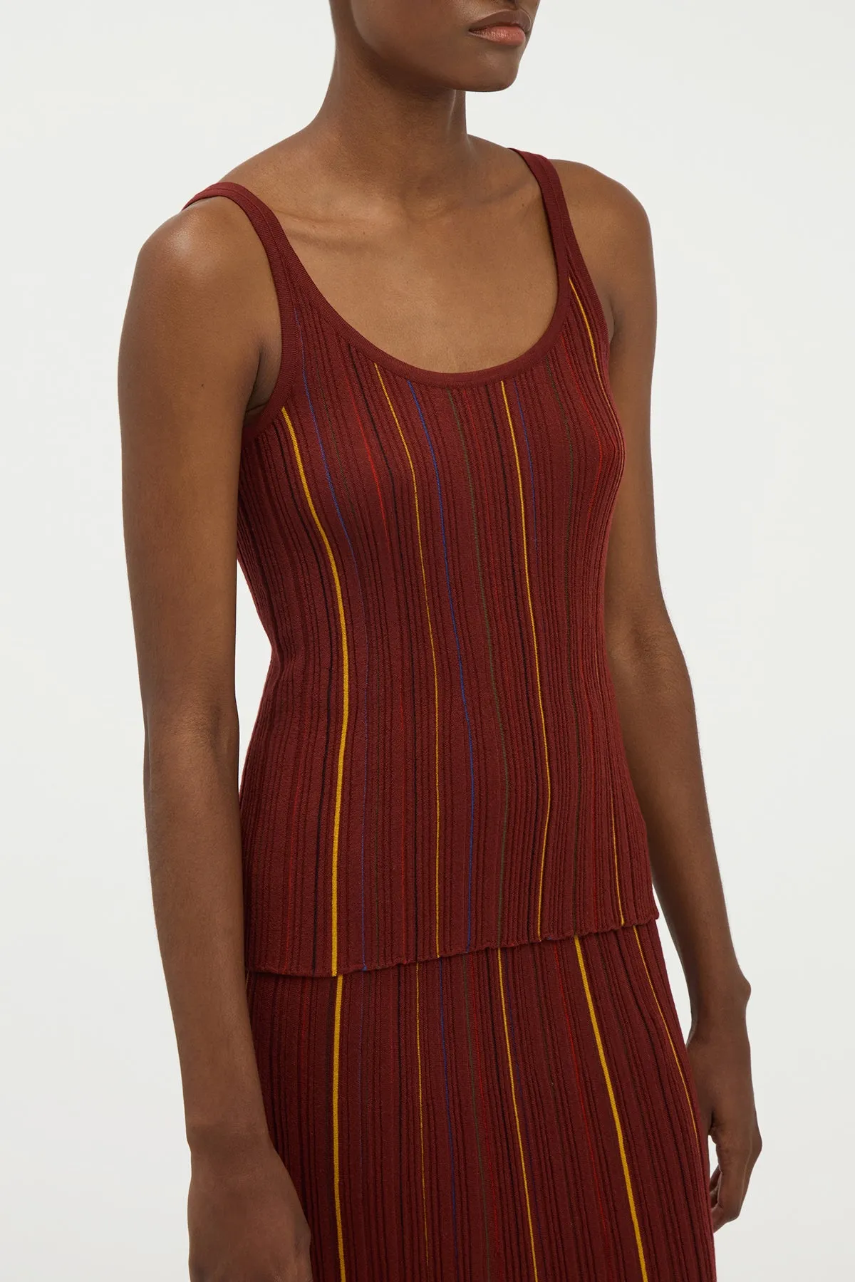Yara Pinstripe Knit Tank Top in Burnt Sienna Merino Wool sold by Gabriela Hearst product image thumbnail 5