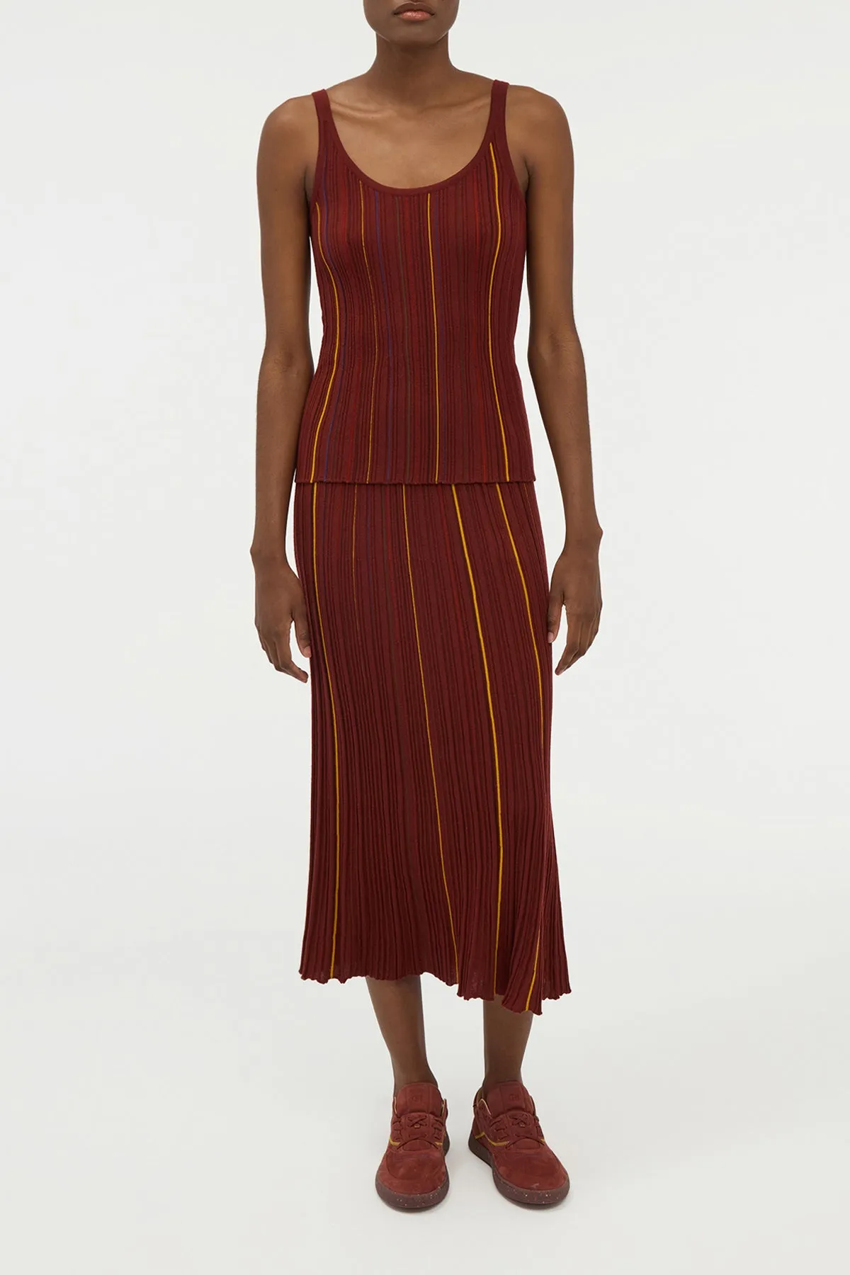 Yara Pinstripe Knit Tank Top in Burnt Sienna Merino Wool sold by Gabriela Hearst product image thumbnail 2