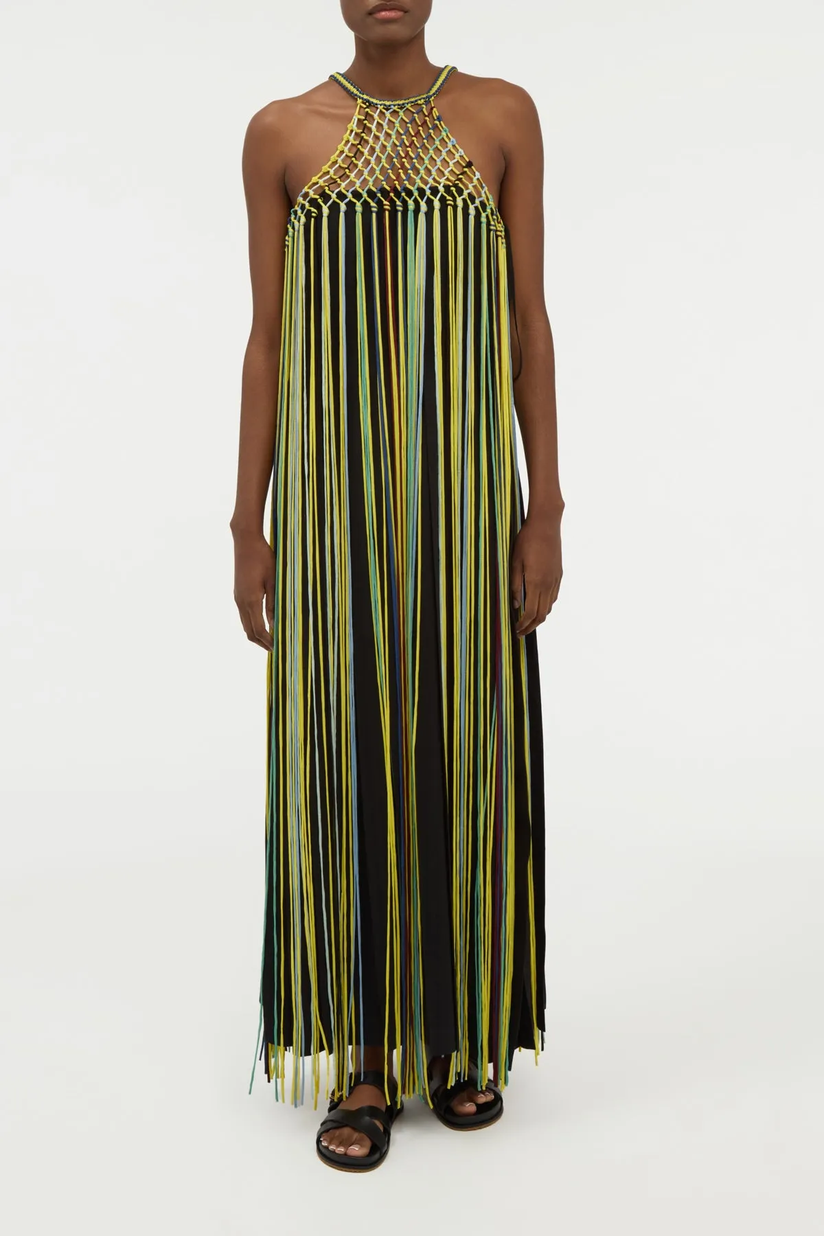 Tacia Fringe Maxi Dress in Black Multi Silk sold by Gabriela Hearst product image thumbnail 2