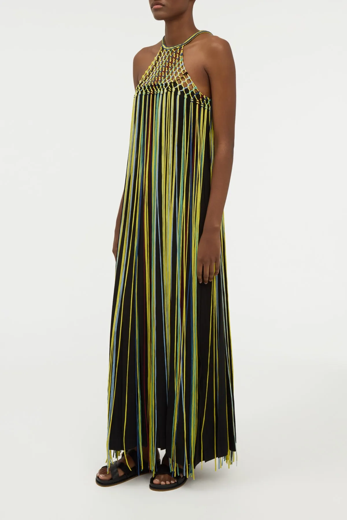 Tacia Fringe Maxi Dress in Black Multi Silk sold by Gabriela Hearst product image thumbnail 3
