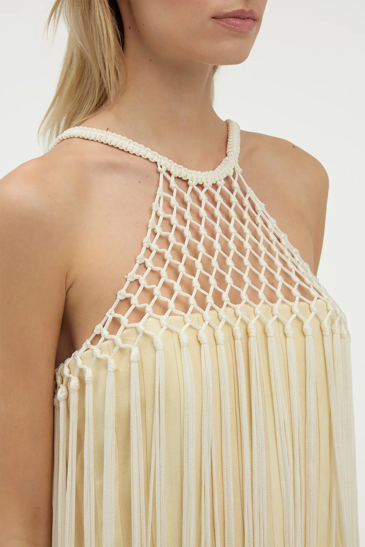 Tacia Fringe Maxi Dress in Ivory Silk sold by Gabriela Hearst product image thumbnail 5