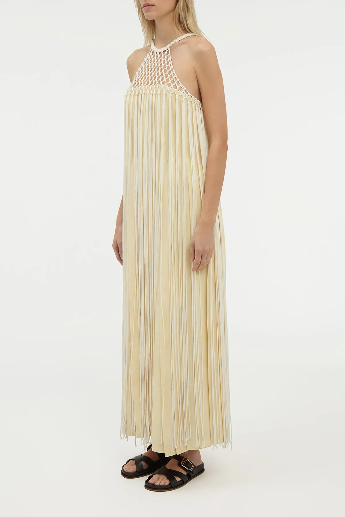 Tacia Fringe Maxi Dress in Ivory Silk sold by Gabriela Hearst product image thumbnail 3