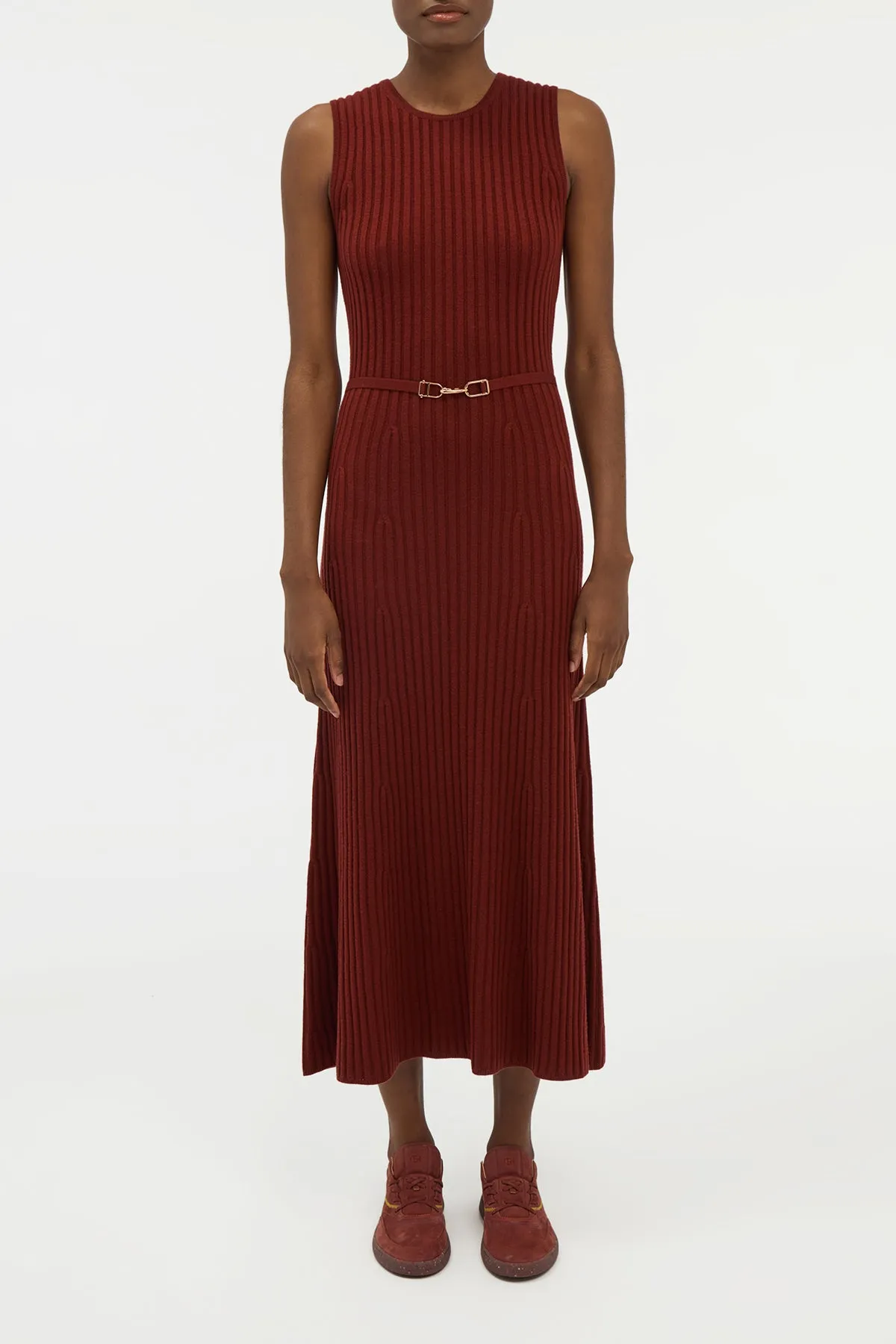 Meier Knit Midi Dress in Burnt Sienna Merino Wool Cashmere sold by Gabriela Hearst product image thumbnail 2