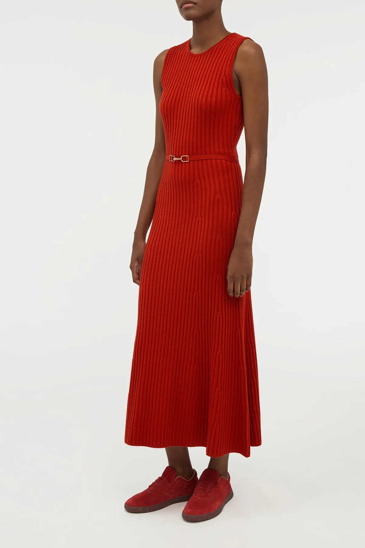 Meier Knit Midi Dress in Antelope Orange Merino Wool Cashmere sold by Gabriela Hearst product image thumbnail 3