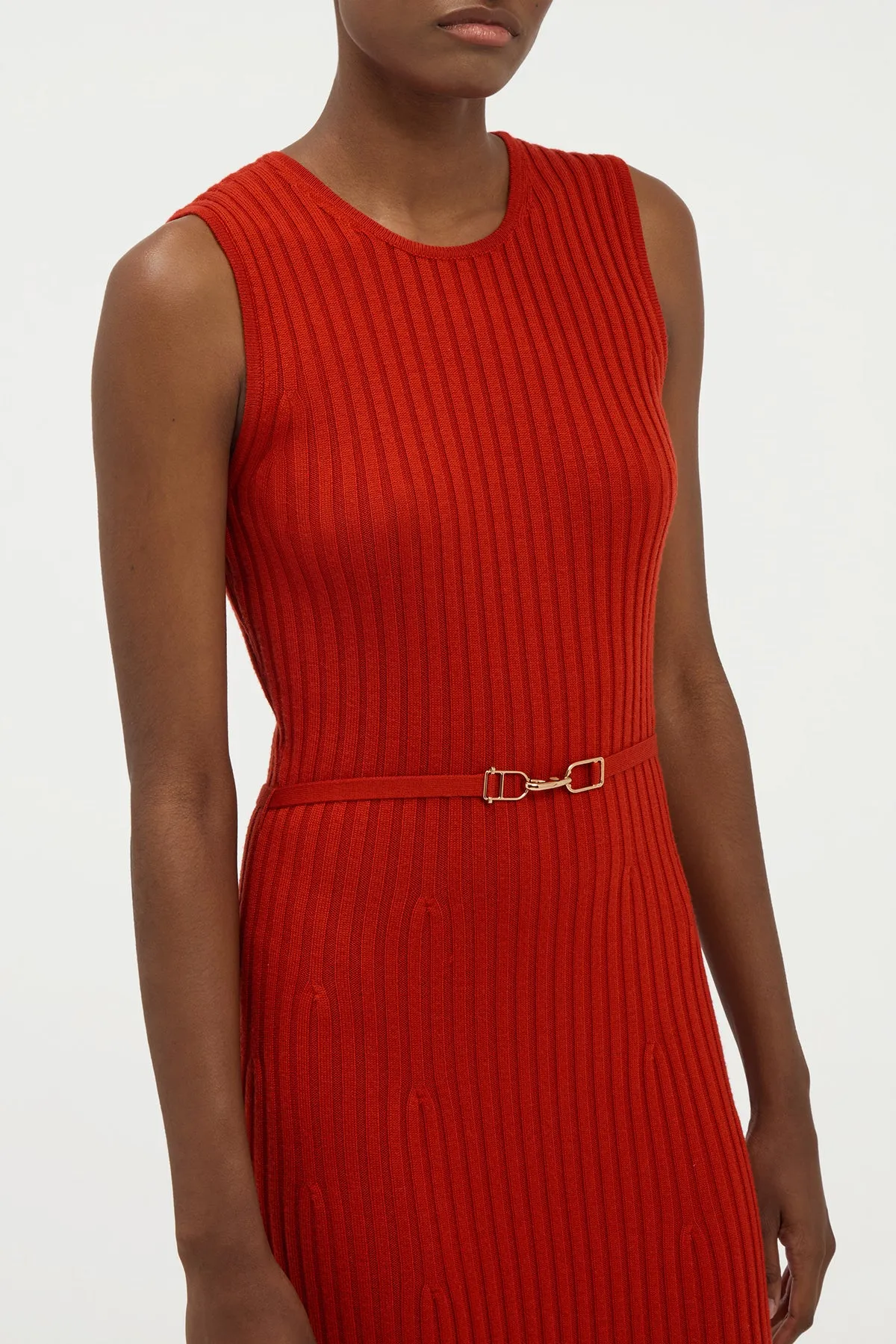 Meier Knit Midi Dress in Antelope Orange Merino Wool Cashmere sold by Gabriela Hearst product image thumbnail 5