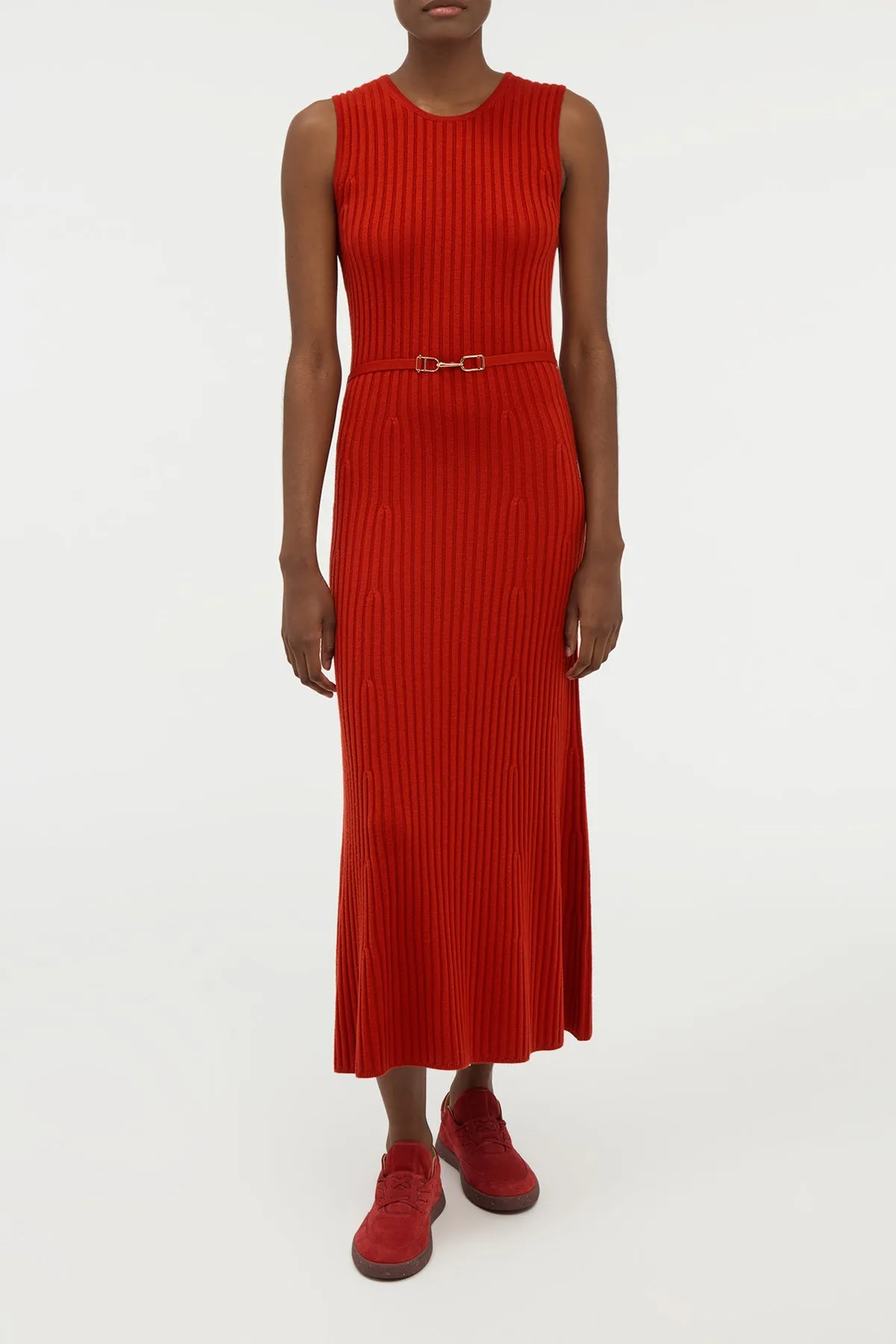 Meier Knit Midi Dress in Antelope Orange Merino Wool Cashmere sold by Gabriela Hearst product image thumbnail 2
