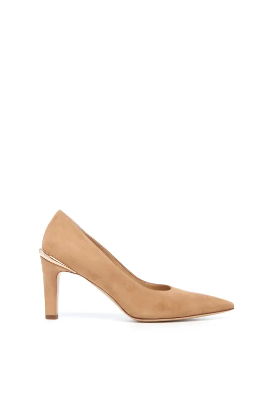 Edwina High Heel Stiletto Pump in Nude Suede sold by Gabriela Hearst