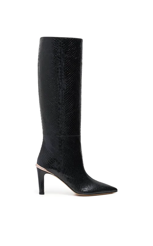Aura Tall Boot in Black Snakeskin sold by Gabriela Hearst