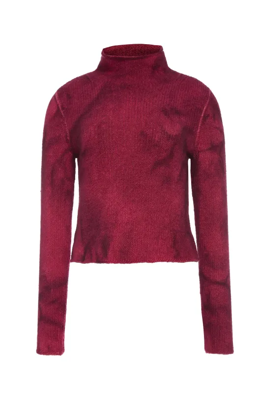 Daina Cropped Knit Turtleneck in Bordeaux Cashmere sold by Gabriela Hearst