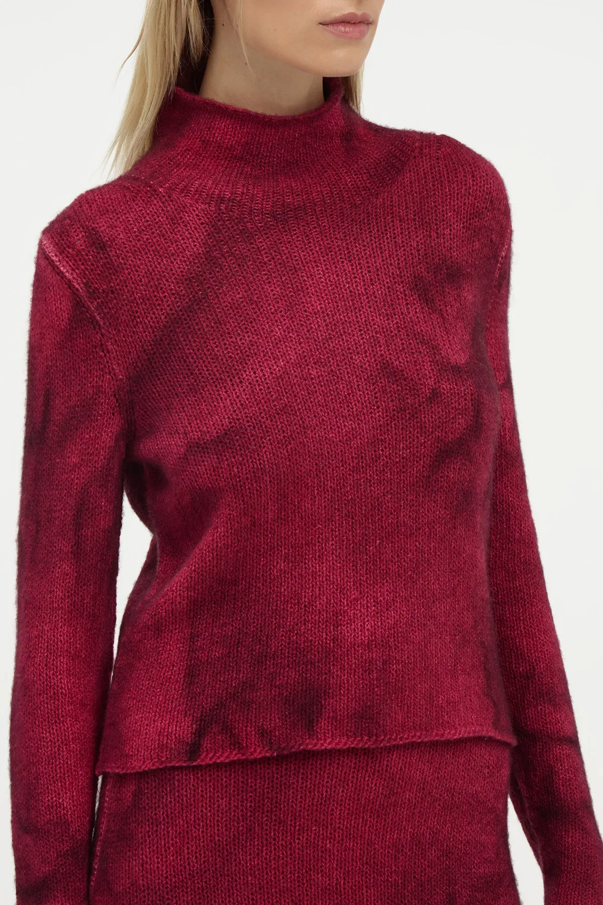 Daina Cropped Knit Turtleneck in Bordeaux Cashmere sold by Gabriela Hearst product image thumbnail 5