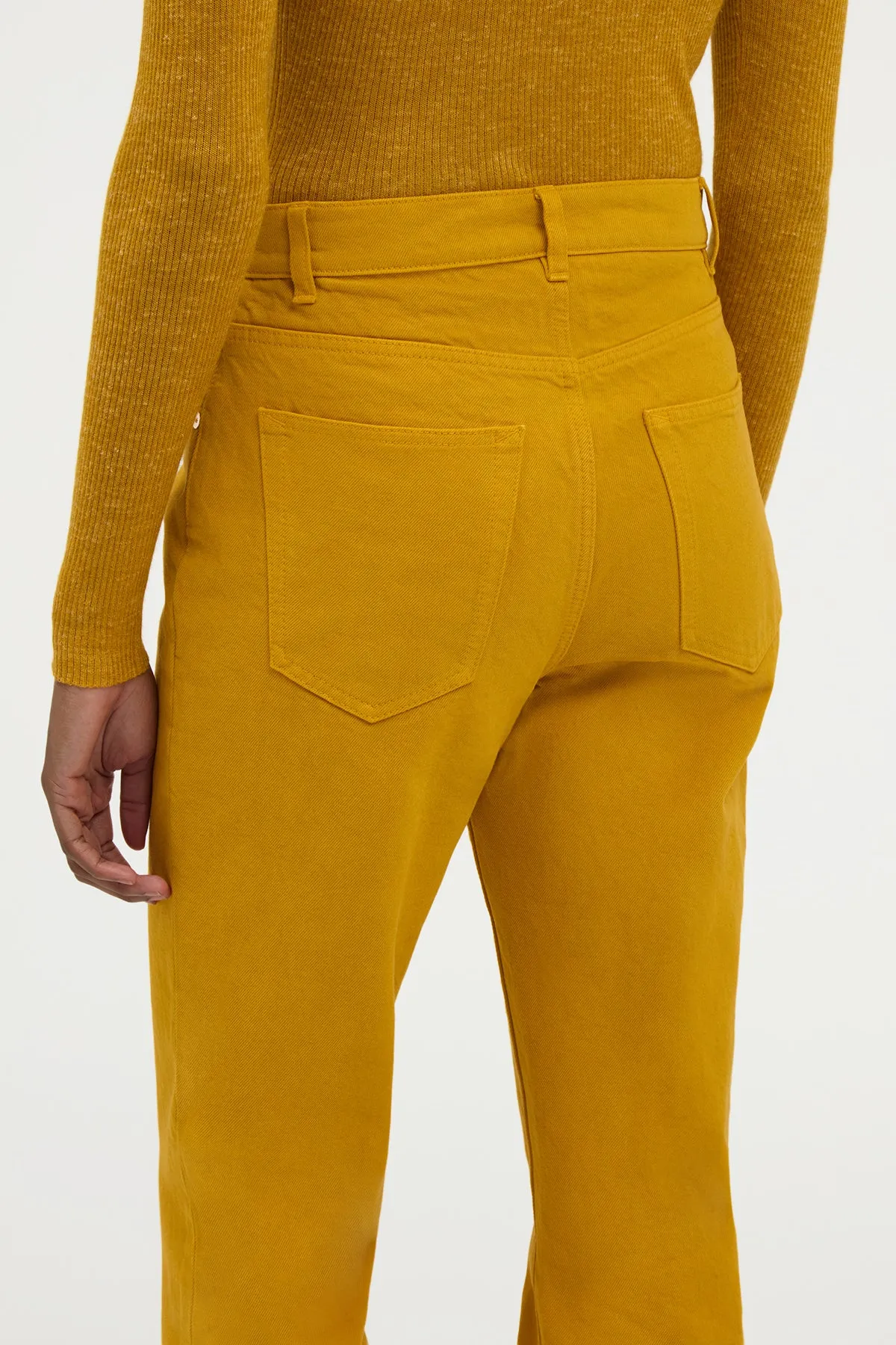 Willa Bootcut Jean in Golden Birch Recycled Cotton Denim sold by Gabriela Hearst product image thumbnail 5