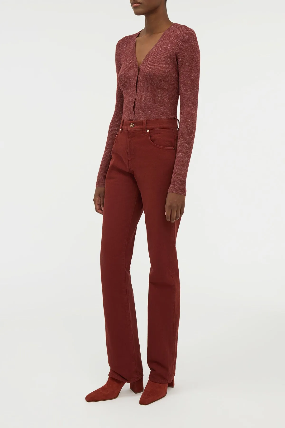 Willa Bootcut Jean in Burnt Sienna Recycled Cotton Denim sold by Gabriela Hearst product image thumbnail 3