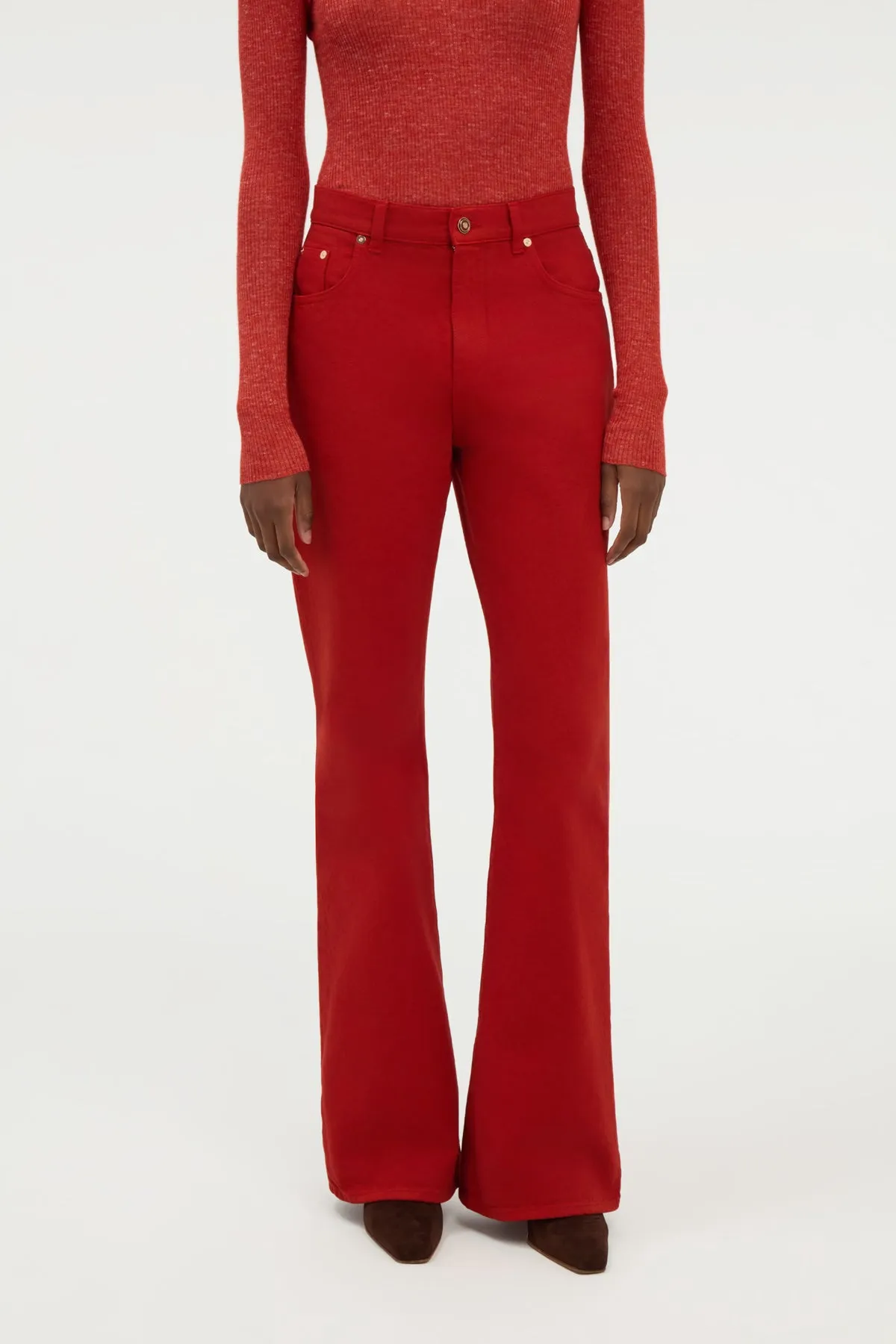 Willa Bootcut Jean in Antelope Orange Recycled Cotton Denim sold by Gabriela Hearst product image thumbnail 5