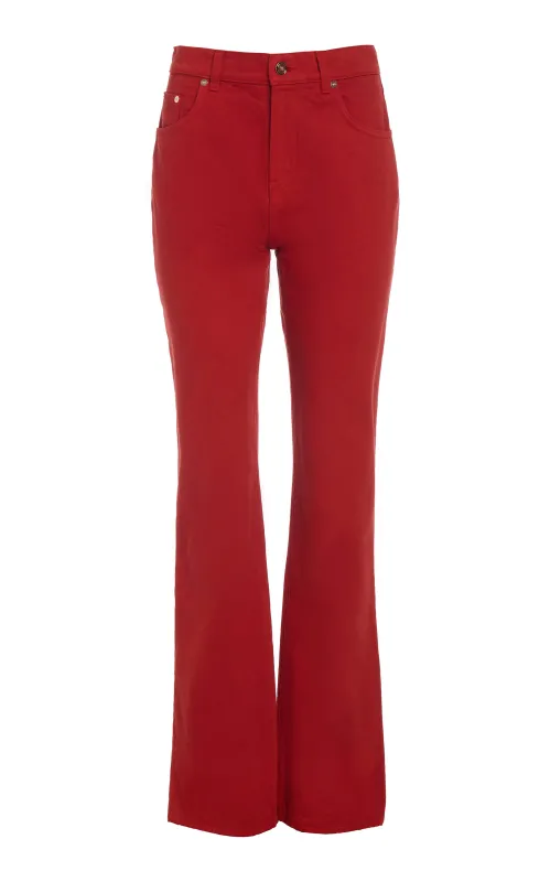 Willa Bootcut Jean in Antelope Orange Recycled Cotton Denim sold by Gabriela Hearst