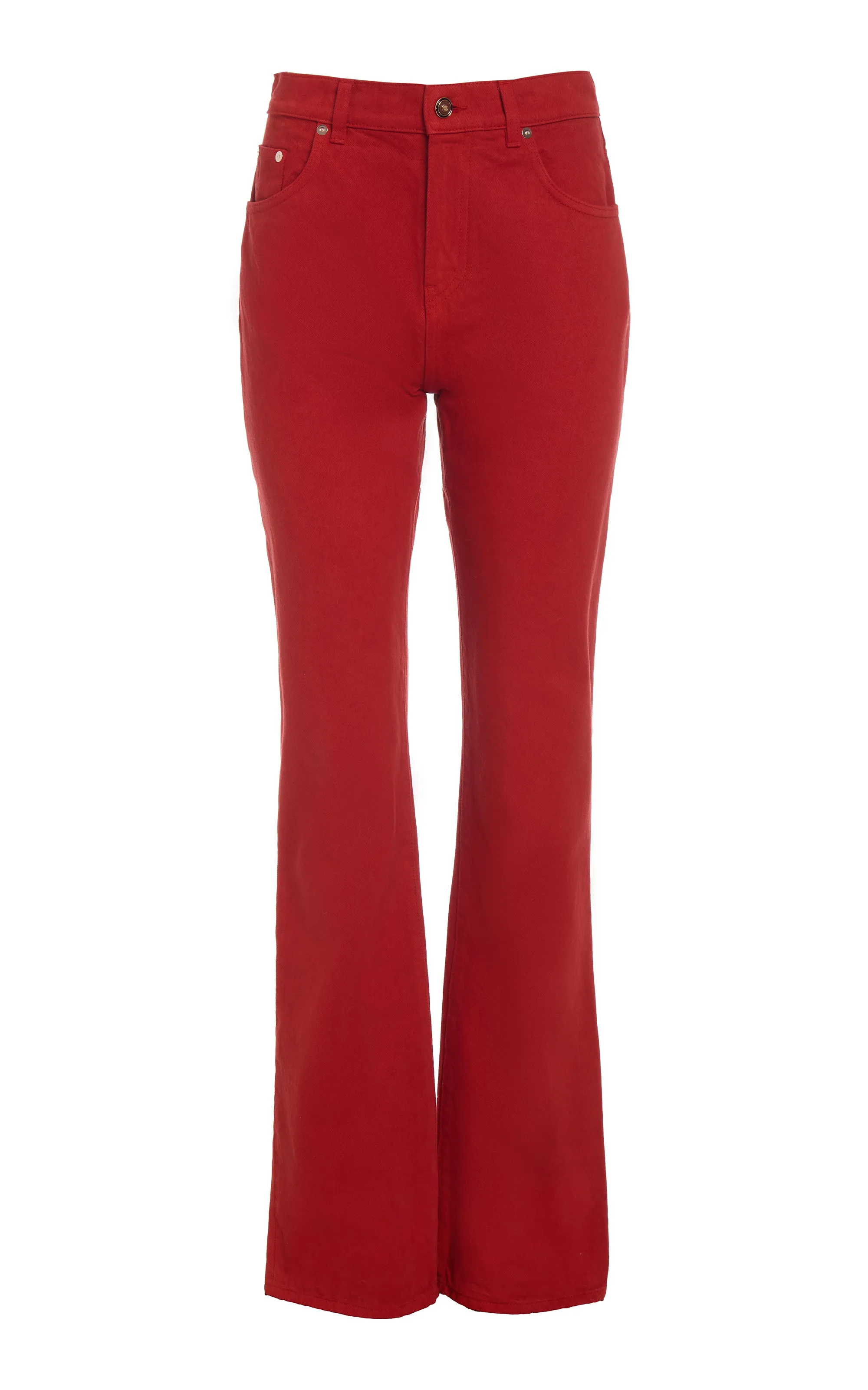 Willa Bootcut Jean in Antelope Orange Recycled Cotton Denim sold by Gabriela Hearst