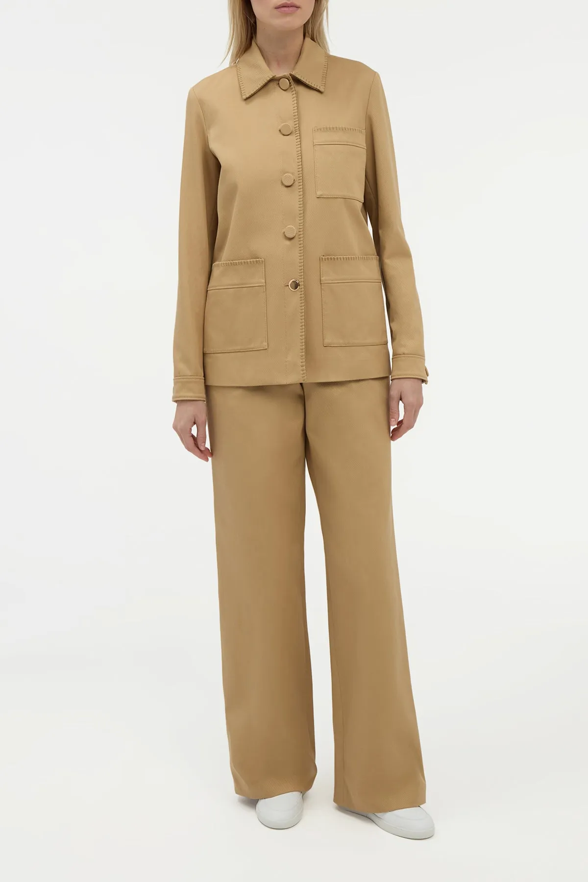 Ulu Chore Jacket in Camel Sea Island Cotton Twill sold by Gabriela Hearst product image thumbnail 2