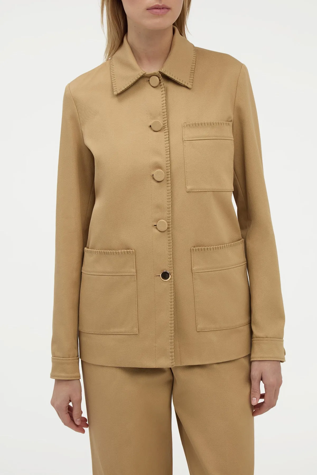 Ulu Chore Jacket in Camel Sea Island Cotton Twill sold by Gabriela Hearst product image thumbnail 5
