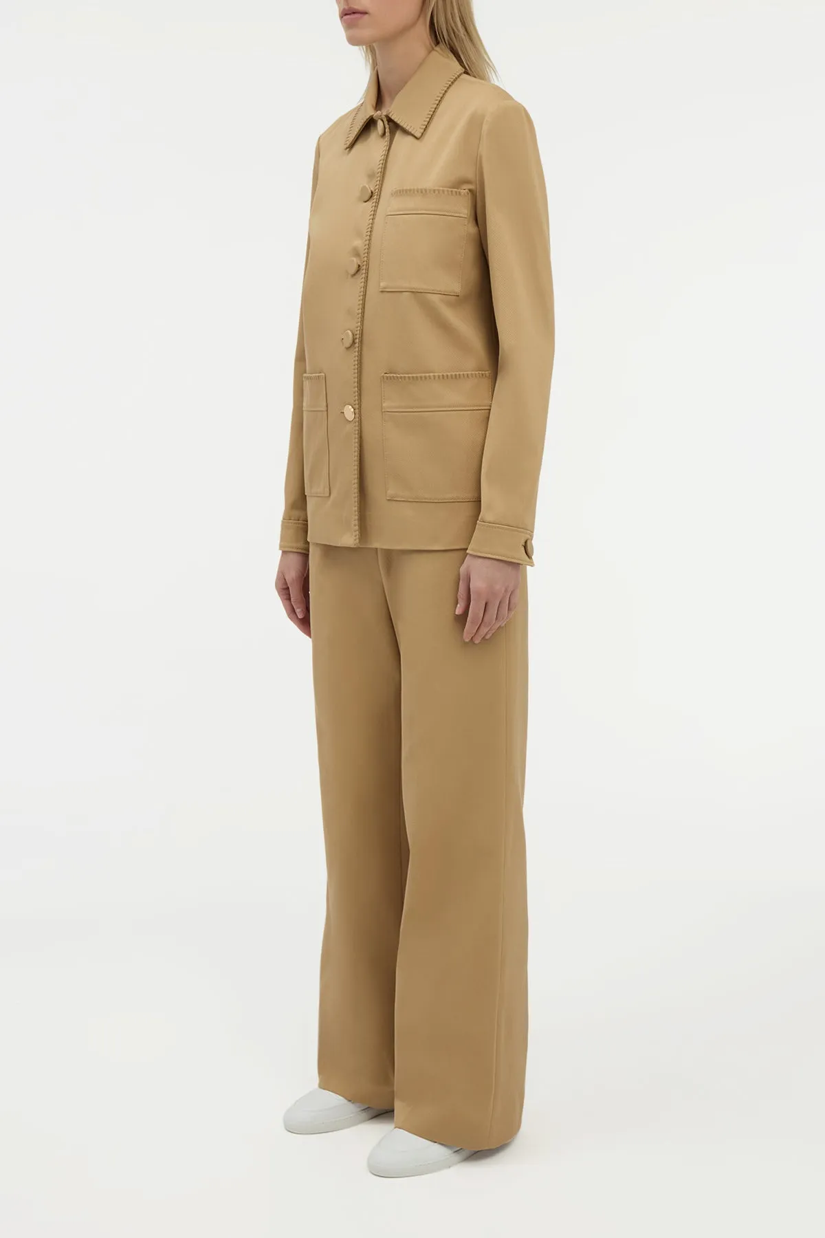 Ulu Chore Jacket in Camel Sea Island Cotton Twill sold by Gabriela Hearst product image thumbnail 3