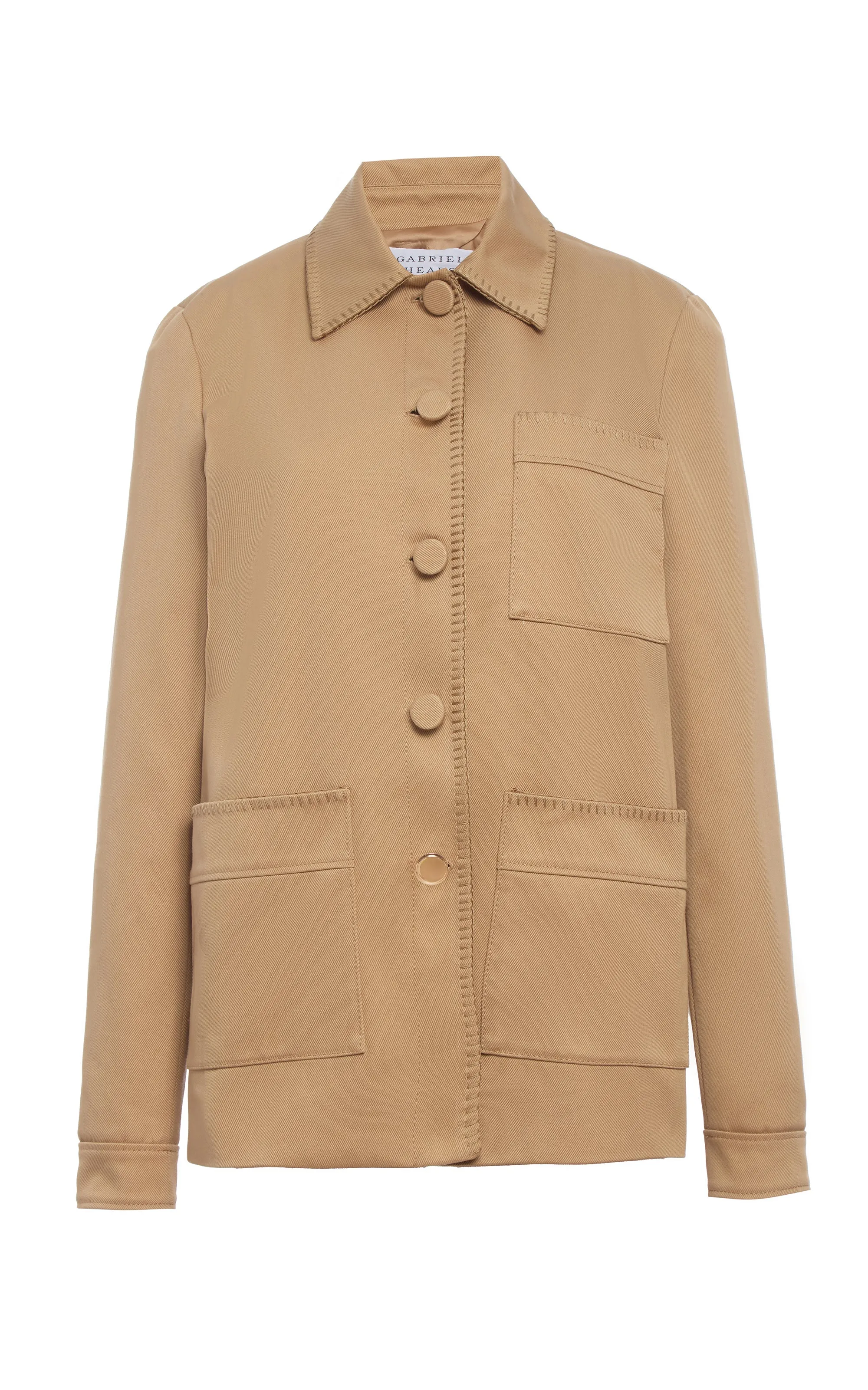 Ulu Chore Jacket in Camel Sea Island Cotton Twill sold by Gabriela Hearst