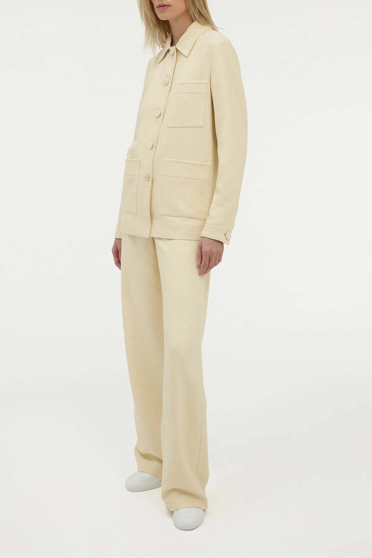 Ulu Chore Jacket in Ivory Silk Tweed sold by Gabriela Hearst product image thumbnail 3