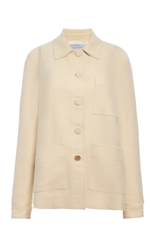 Ulu Chore Jacket in Ivory Silk Tweed sold by Gabriela Hearst