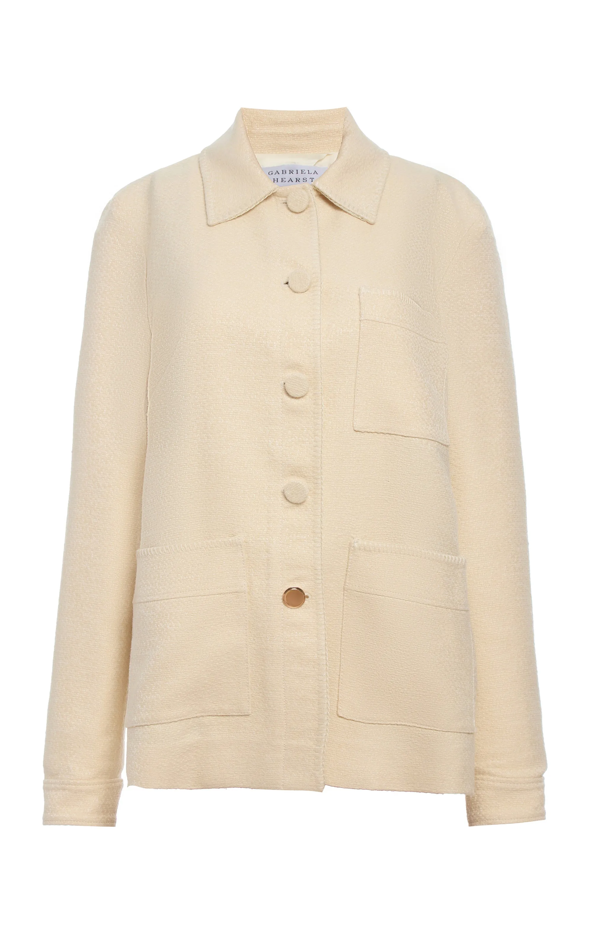 Ulu Chore Jacket in Ivory Silk Tweed sold by Gabriela Hearst