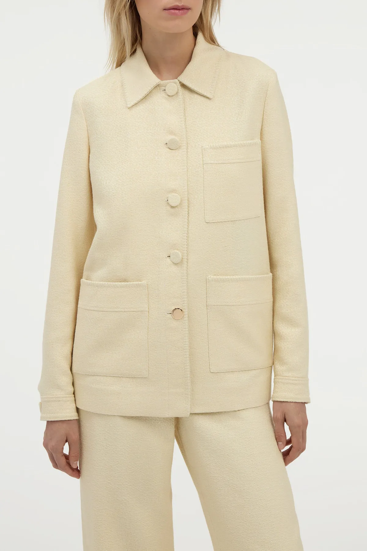 Ulu Chore Jacket in Ivory Silk Tweed sold by Gabriela Hearst product image thumbnail 5