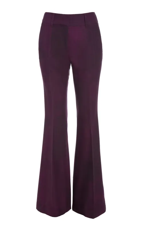 Rhein Flare Pant in Bordeaux Virgin Wool sold by Gabriela Hearst