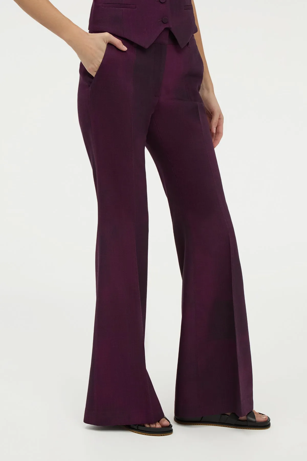 Rhein Flare Pant in Bordeaux Virgin Wool sold by Gabriela Hearst product image thumbnail 5