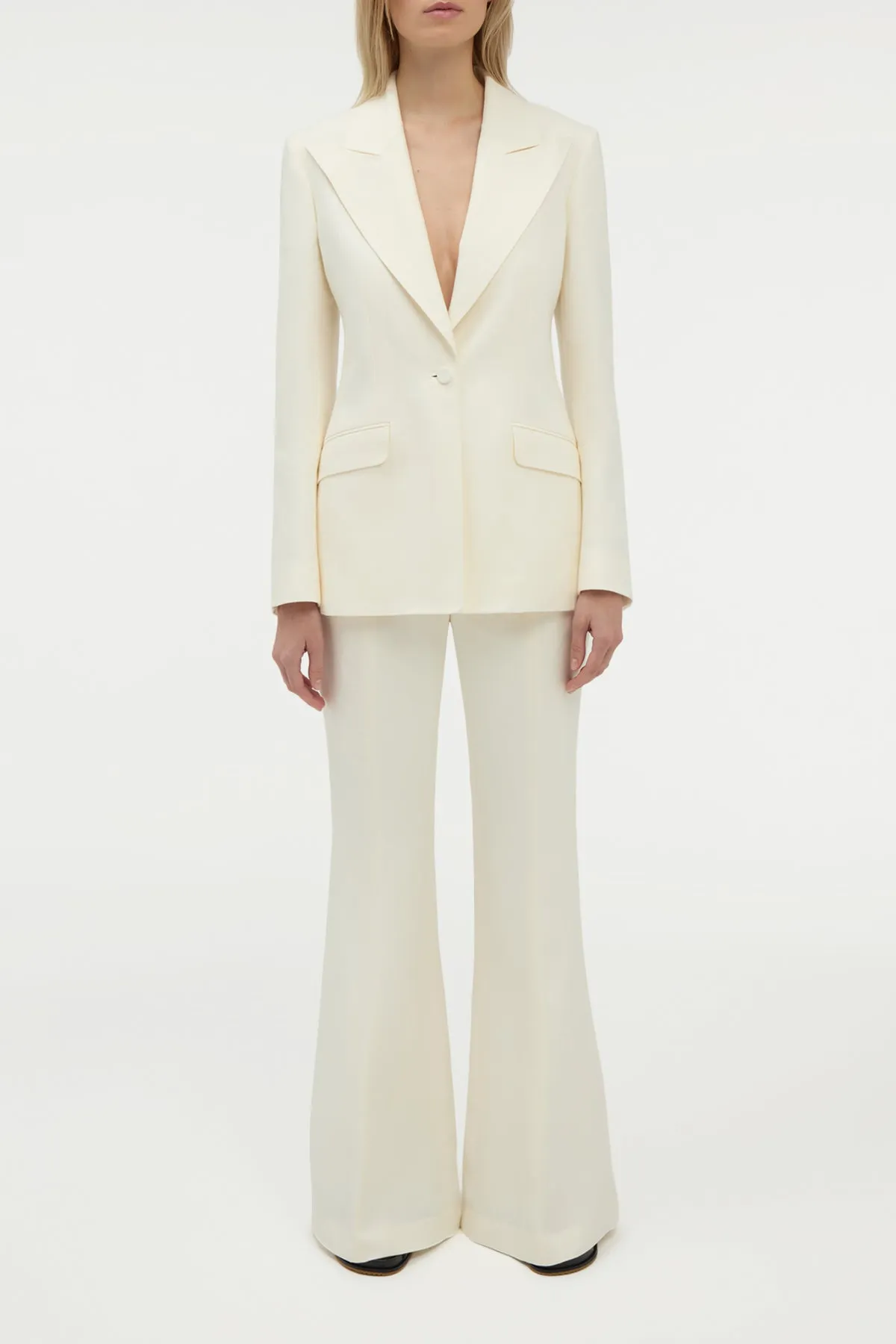 Rhein Flare Pant in Ivory Linen Twill sold by Gabriela Hearst product image thumbnail 3