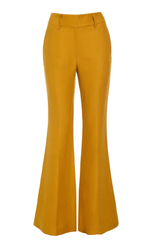 Rhein Flare Pant in Golden Birch Linen Twill sold by Gabriela Hearst