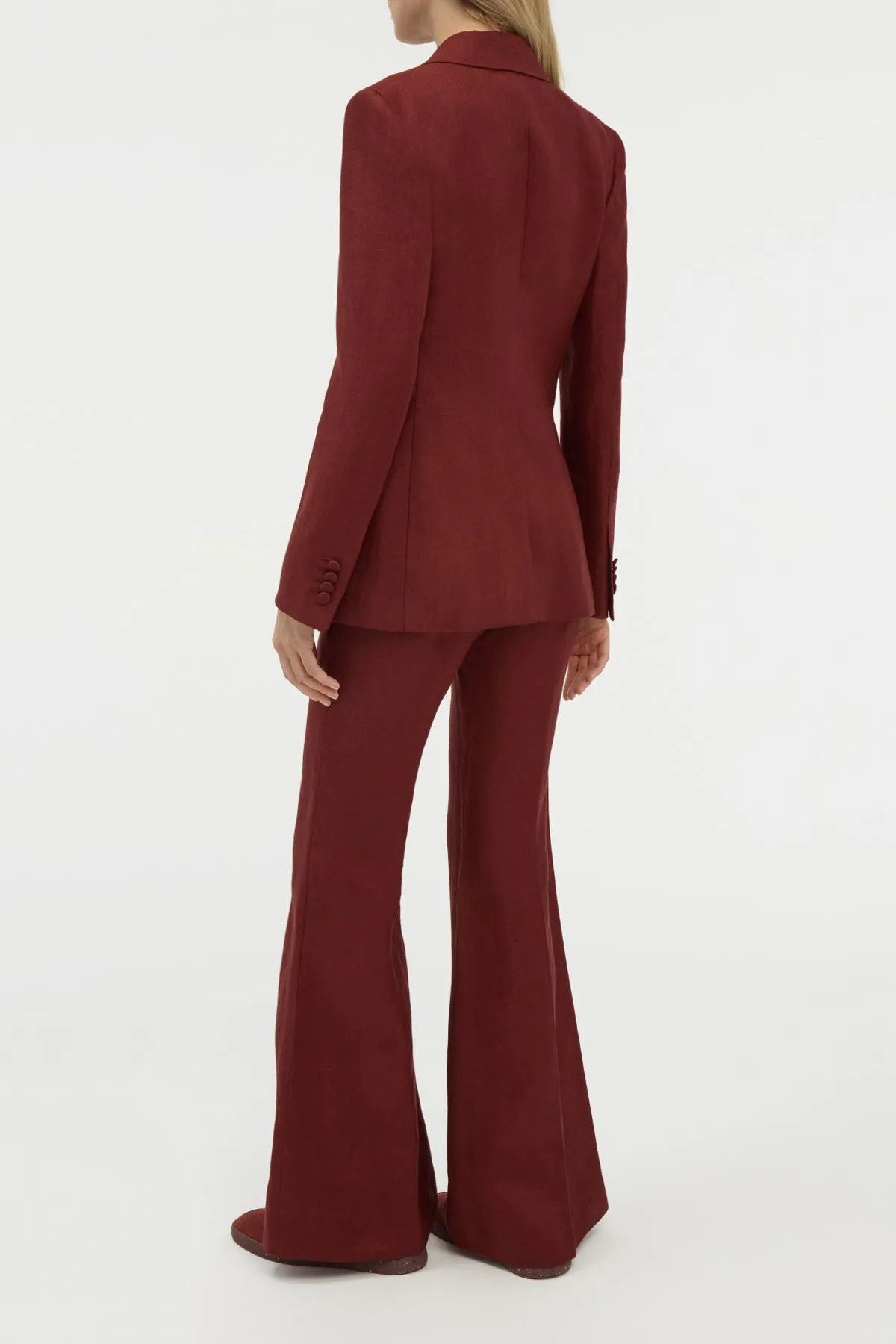 Rhein Flare Pant in Burnt Sienna Linen Twill sold by Gabriela Hearst product image thumbnail 4