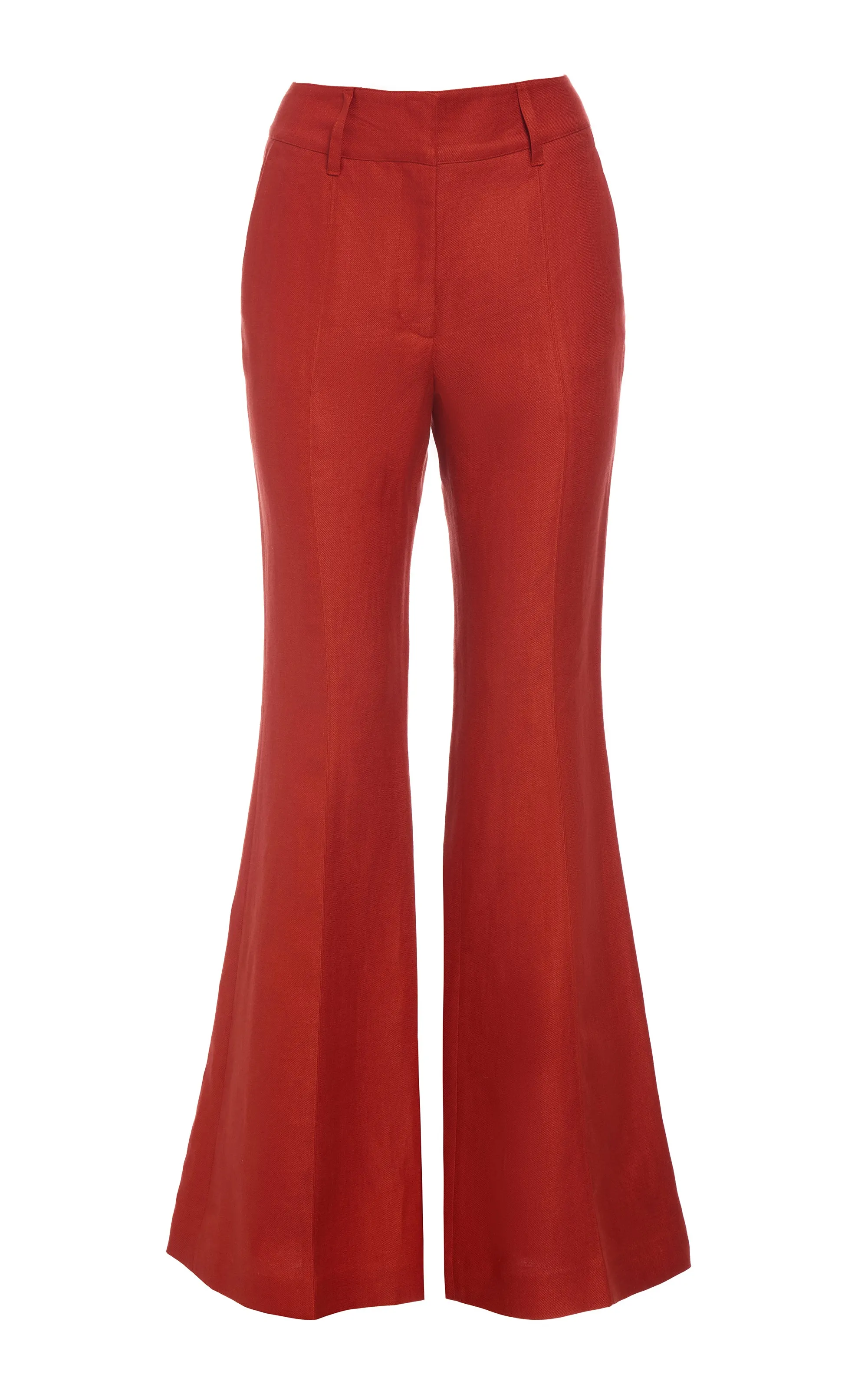 Rhein Flare Pant in Antelope Orange Linen Twill sold by Gabriela Hearst